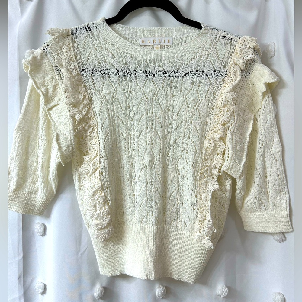 Karlie Open Knit Sweater - Cream - Small NWOT